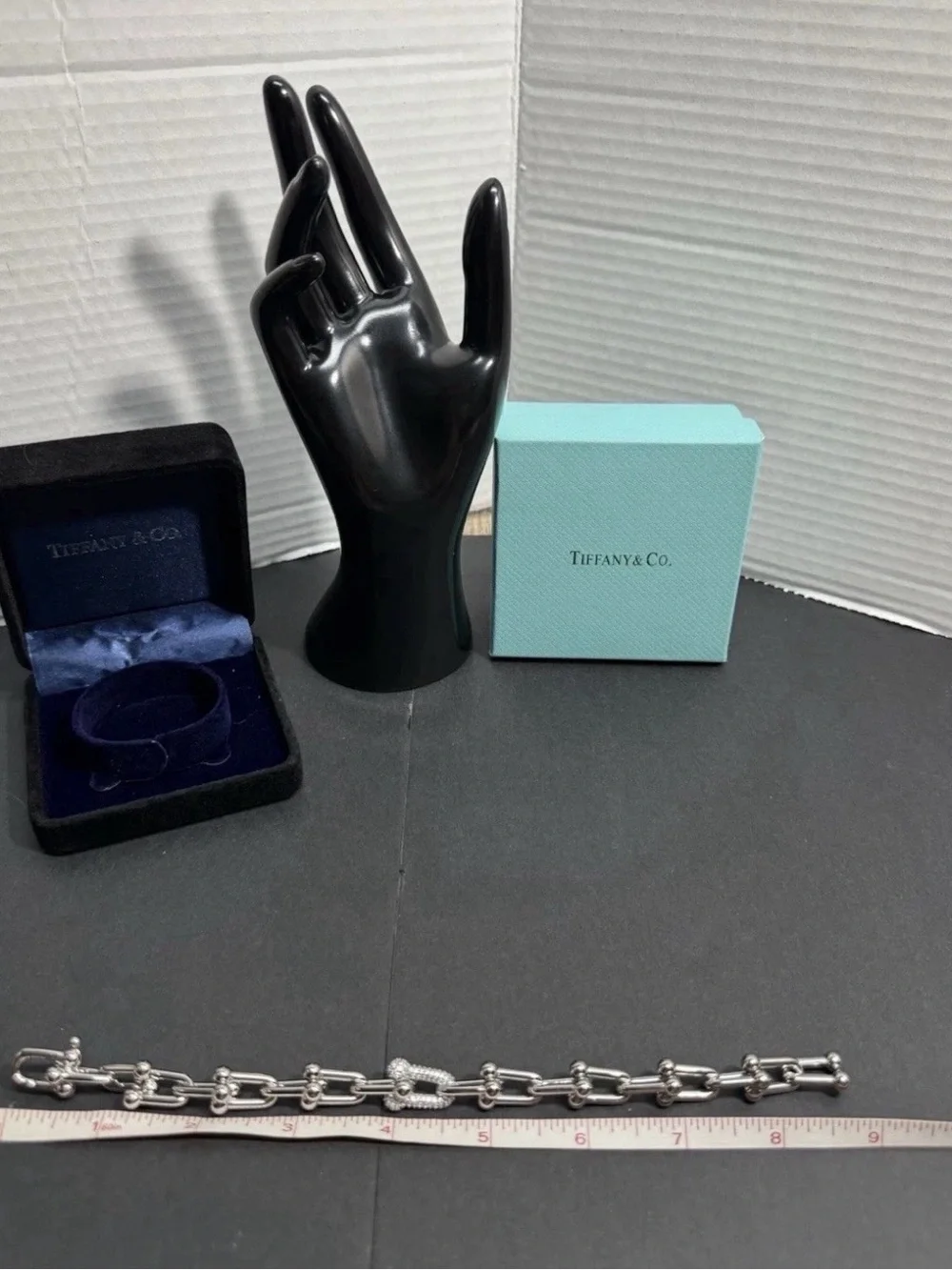 Tiffany HardWear Pave Link Bracelet Silver Tone 8.5